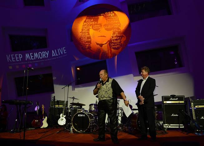 Robin Leach and Christian Kolberg during the Kerry Simon "Simon Says Fight MSA" benefit concert at The Keep Memory Alive Center in Las Vegas on Feb. 27, 2014.