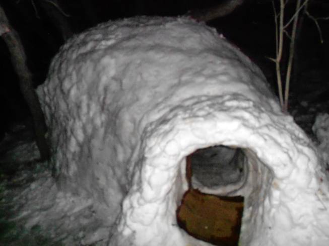 This Jan. 31, 2014, image provided by the University of Utah Police Department shows an igloo after campus police discovered four University of Utah student smoking marijuana inside, in Salt Lake City.