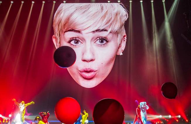 Miley Cyrus performs at MGM Grand Garden Arena on Saturday, ...