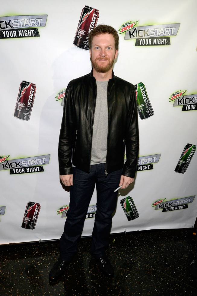 Dale Earnhardt Jr. arrives at the Mountain Dew Kickstart party at Koi on Wednesday, March 5, 2014, in Planet Hollywood.