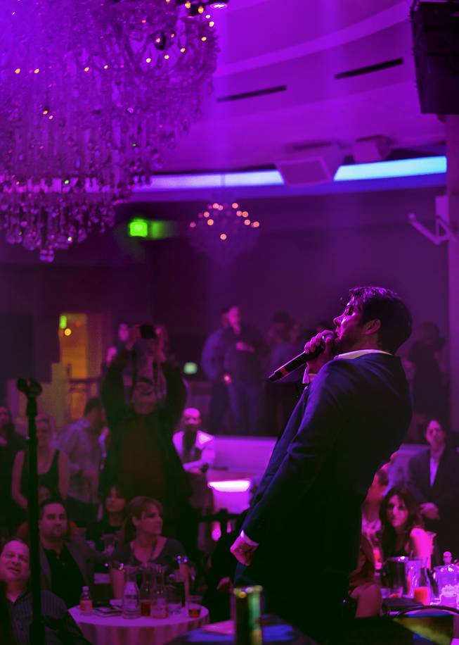 Frankie Perez sings "With a Little Help From My Friends" near the end of Las Vegas Weekly's Unscripted Party featuring Stifler in the Havana Room on Tuesday, March 4, 2014, at the Tropicana.
