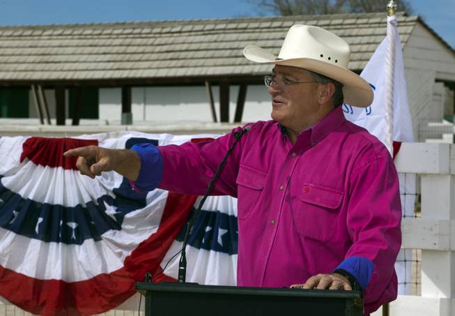 Councilman Steve Ross of Las Vegas Ward 6, speaks during the Horses4Heroes ribbon-cutting ceremony and grand-opening event at Tule Springs on Thursday, March 06, 2014.