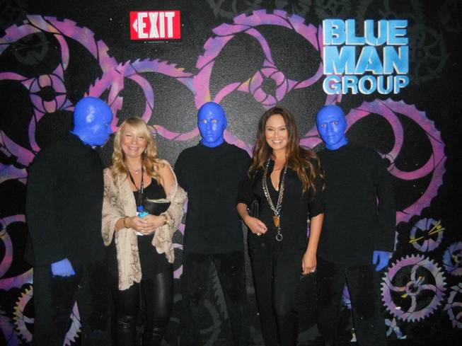 Tia Carrere, second from right, and a friend at Blue Man Group on Thursday, March 6, 2014, at Monte Carlo.