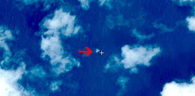 In this March 9, 2014, satellite image seen on the website of the Chinese State Administration of Science, Technology and Industry for National Defense, floating objects are seen at sea next to the red arrow which was added by the source. 