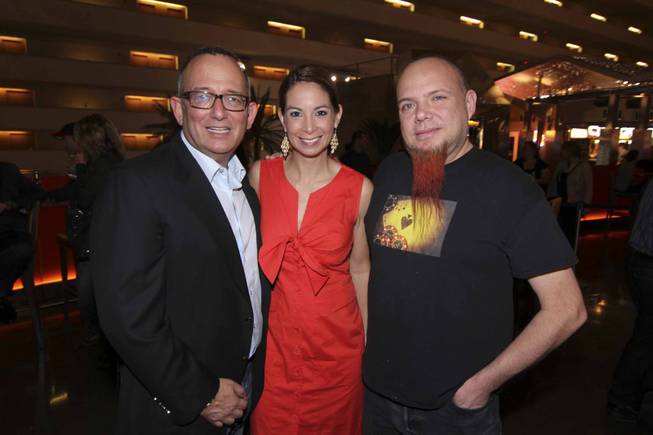 Michael Frey, left, Stephanie Wilson, center, and Al Mancini at the Viva Max! benefit dinner for Max Jacobson hosted at Luxor's Tacos & Tequila restaurant Thursday, March 13, 2014.  All proceeds went toward the recovery of Max Jacobson.