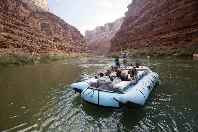 This August 2013 photo shows a frame from a moving time-lapse sequence of images of rafters on the Colorado River in Grand Canyon National Park, Ariz. The imagery went live Thursday, March 13, 2014.