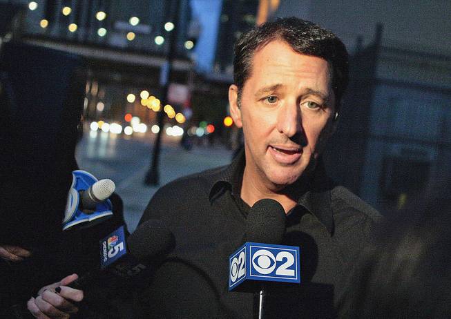 TV infomercial pitchman Kevin Trudeau speaks to media after leaving the Metropolitan Correctional Center in downtown Chicago on Oct. 28, 2013.
