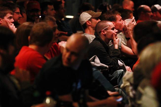 Patrons fill the theater at the Westgate Las Vegas Superbook during the second round of the NCAA basketball tournament Thursday, March 20, 2014.