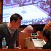 Bettors make their wagers in a ballroom during the second round of the NCAA basketball tournament Thursday, March 20, 2014, at South Point.