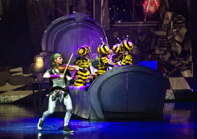 A dream sequence during the One Night for ONE DROP dress rehearsal in the Michael Jackson ONE Theatre on Thursday, March 20, 2014.