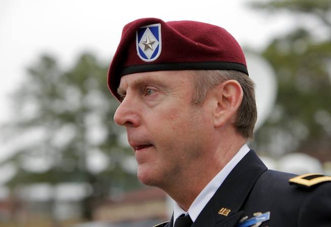 Brig. Gen. Jeffrey Sinclair, who admitted to inappropriate relationships with three subordinates, leaves the courthouse at Fort Bragg, N.C., Wednesday, March 19, 2014. A sentence was not reached.