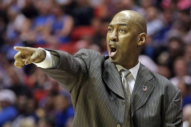 Tulsa head coach Danny Manning gestures as his team plays UCLA during the second half of a second-round game in the NCAA college basketball tournament Friday, March 21, 2014, in San Diego. 