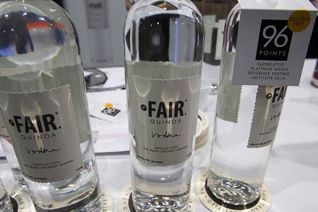 FAIR Quinoa Vodka is displayed during the Nightclub & Bar Convention and Trade Show at the Las Vegas Convention Center Wednesday March 26, 2014.