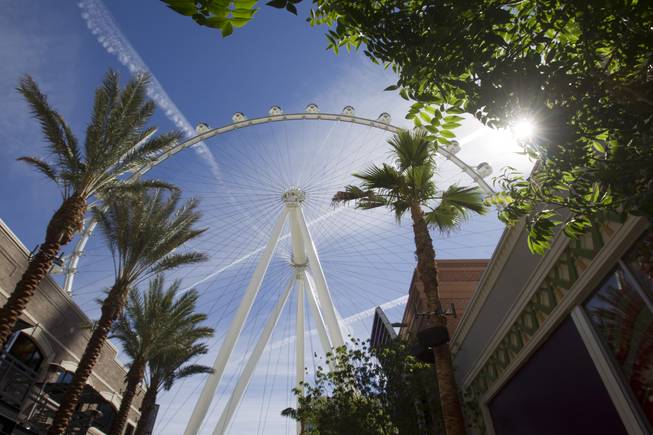 The 550-foot-tall High Roller observation wheel is shown Monday, March 31, 2014. The observation wheel, the tallest in the world, is part of the Linq project, a $550 million development by Caesars Entertainment Corp.