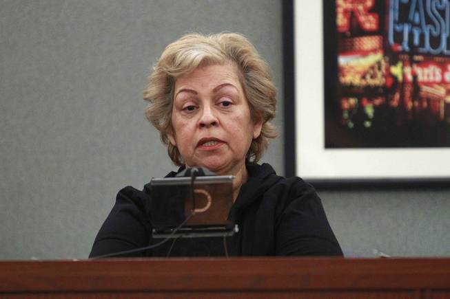 Carole Cotero, mother of shooting victim Dominick Manzo, testifies during the preliminary hearing for Peter Andrade Jr. on attempted murder and other charges Tuesday, April 1, 2014.