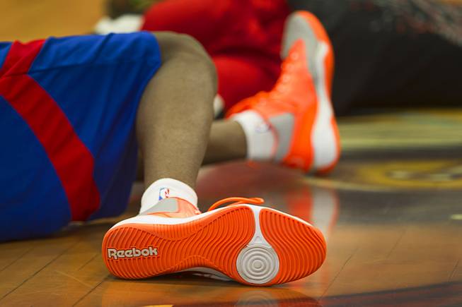 Nate Grimes, a member of the Las Vegas Knicks, wears new Reebok games shoes during practice at Western High School on Wednesday, April 2, 2014. The club team has gone from starting its program to being nationally ranked in three years. Now it has sponsorship from Reebok.