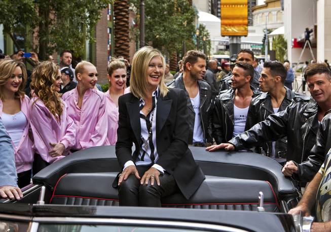 Olivia Newton-John makes her official Las Vegas arrival with a welcome event along the Linq at the Flamingo on Wednesday, April 2, 2014.