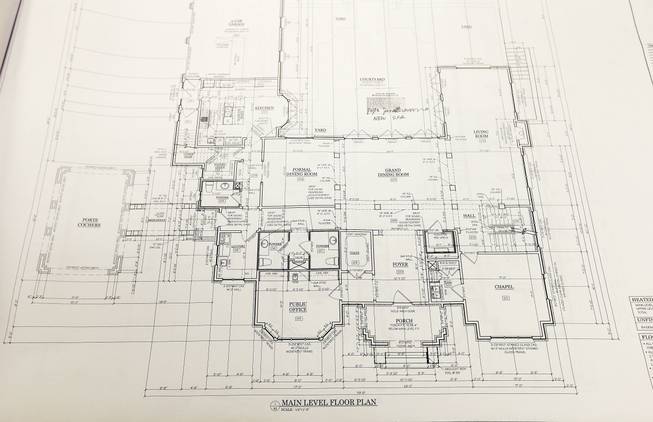 An original floor plan for the proposed new residence of Atlanta Archbishop Wilton Gregory is seen Wednesday, April 2, 2014, in Smyrna, Ga.