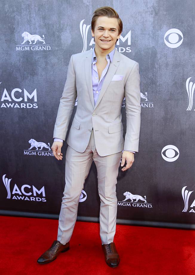 Hunter Hayes arrives for the 49th Academy of Country Music Awards show at the MGM Grand Garden Arena Sunday, April 6, 2014.