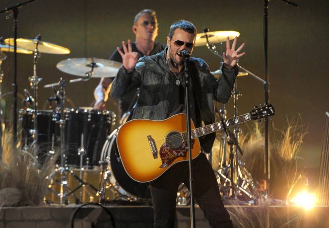 Eric Church performs on stage at the 49th annual Academy of Country Music Awards at the MGM Grand Garden Arena on Sunday, April 6, 2014, in Las Vegas. 
