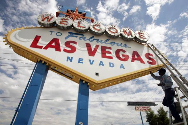This file photo shows the iconic Welcome to Las Vegas sign.