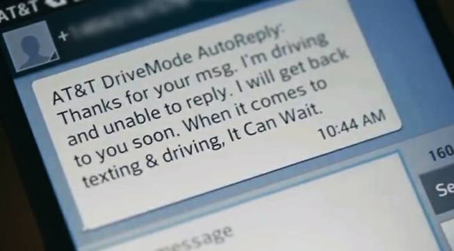 When AT&T's Drivemode app is on and a car is traveling at speeds above 25 mph, incoming alerts are silenced, phone calls are sent to voicemail and the Drivemode main screen blocks access to text services.