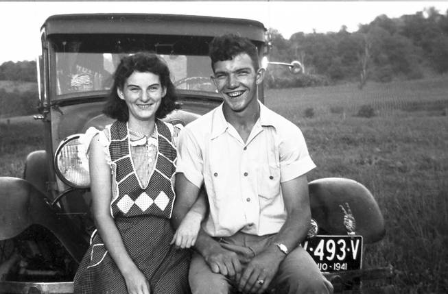In this September 1941 photo provided by Dick Felumlee, Kenneth and Helen Felumlee pose for a photo nearly three years before their marriage in February 1944. The Felumlees, who celebrated their 70th wedding anniversary in February, died 15 hours apart from each other last week. 