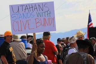 Photos of the April 12, 2014 stand-off between the Bureau of Land Management and supporters of rancher Cliven Bundy near Bunkerville, Nevada. The BLM eventually called off their roundup of Bundy cattle citing safety concerns. Courtesy of Shannon Bushman.