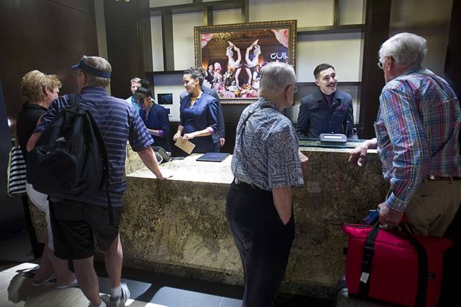 Invited guests check in during the opening of the casino floor at the Cromwell, formerly Bill's Gamblin' Hall & Saloon, on the Las Vegas Strip and Flamingo Avenue, Monday, April 21, 2014. The casino will host a grand opening on May 21. The casino is undergoing a $185 million renovation project that includes remodeling of guest rooms, casino floor and common areas, the addition of a new second floor restaurant, and construction of the 65,000 square foot rooftop pool and dayclub/nightclub.