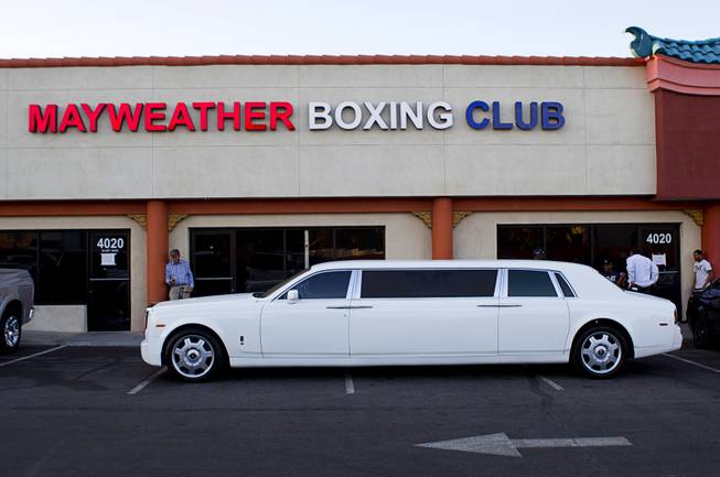 Floyd Mayweather Jr.'s Rolls Royce limousine is shown at the Mayweather Boxing Club Tuesday, April 22, 2014. Mayweather is preparing for his fight against WBA champion Marcos Maidana of Argentina at the MGM Grand Garden Arena on May 3.