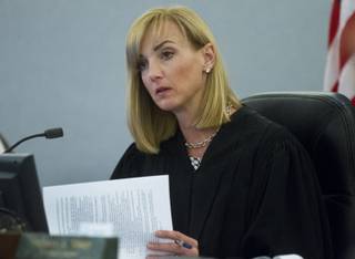 District judge Stefany Miley presides over the Melvyn Perry Sprowson Jr., habeus corpus hearing at Clark County District Court on Wednesday, April 30, 2014.  L.E. Baskow