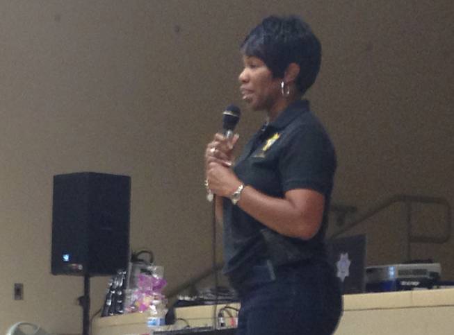 Event organizer Regina Coward speaks Saturday, May 3, 2014, during the Metro Police co-sponsored “Choose Purity” event at the William Pearson Center in North Las Vegas.