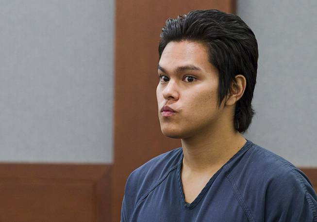 Jeremy Espiritu, 22, appears in court during sentencing at the Regional Justice Center Tuesday, May 6, 2014. Espiritu told police that he stabbed the family dog, Serenity, with a six-inch serrated knife because he "wanted to." The dog later died of the injury. 