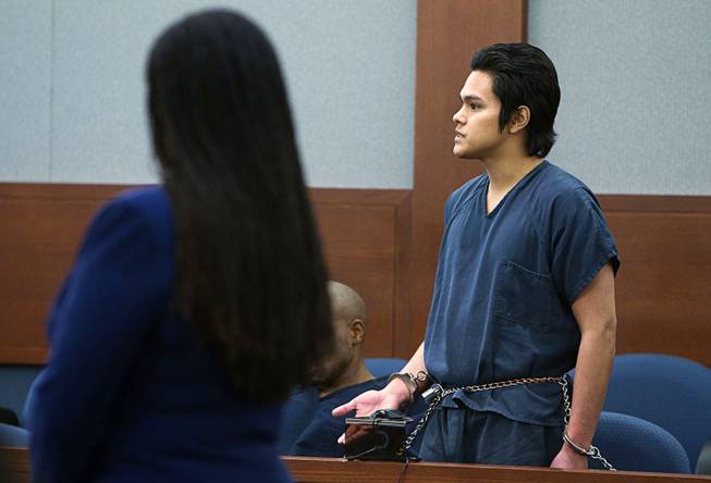 Jeremy Espiritu, 22, responds to a question from Judge Jerome Tao during sentencing at the Regional Justice Center Tuesday, May 6, 2014. Espiritu told police that he stabbed the family dog, Serenity, with a six-inch serrated knife because he "wanted to." The dog later died of the injury. 