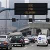 An electronic highway sign is seen on Interstate 93 in Boston on Friday, May 9, 2014. The Massachusetts Department of Transportation posted the message "Changing Lanes? Use Yah Blinkah" on signs around the city. "Blinkah" is how Bostonians pronounce "blinker."