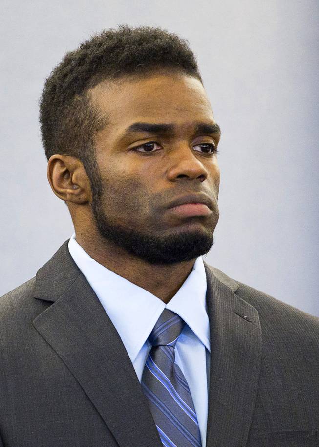 Defendant Jason Omar Griffith is shown during his trial at the Regional Justice Center Wednesday, May 14, 2014. Griffith is accused of murdering Luxor "Fantasy" dancer Deborah Flores Narvaez in December 2010.