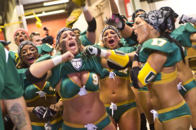 Green Bay Chill prepares to goes up against Las Vegas SIN at Thomas & Mack Center, Thursday May 15, 2014. The SIN beat Green Bay 34 to 24, their first win of the Legends Football League season.
