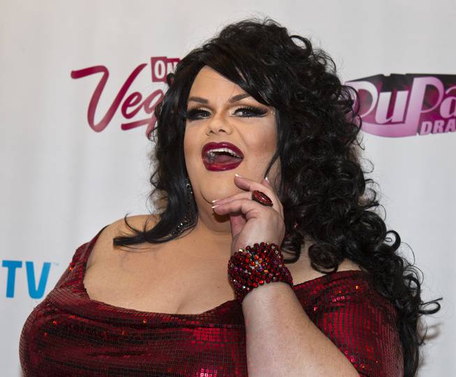 Darienne Lake poses on the Red Carpet for "RuPaul's Drag Race" at the Season 6 Finale Viewing Party featuring a live screening of the show at The New Tropicana on Monday, May 19, 2014.