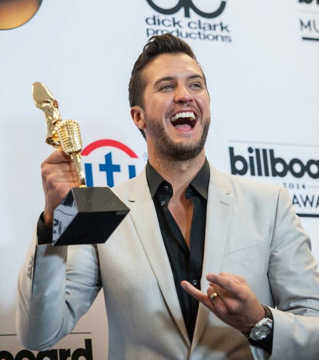Luke Bryan backstage in the media room of the 2014 Billboard Music Awards at MGM Grand Garden Arena on Sunday, May 18, 2014, in Las Vegas.