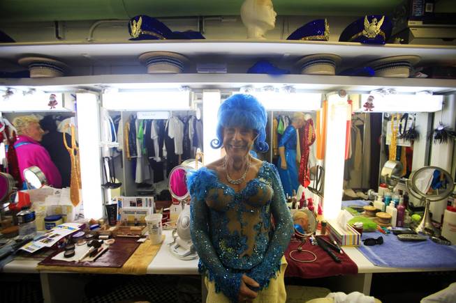 Dick France, 84, waits in the dressing room for the start of "The Fabulous Palm Springs Follies" in Palm Springs, Calif., on March 27, 2014.