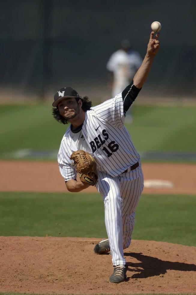 UNLV pitcher Brayden Torres throws against San Diego State in the Mountain West tournament championship on Sunday, May 25, 2014, at Earl E. Wilson Stadium.