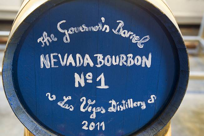 The "Governor's Barrel" is shown at the Las Vegas Distillery in Henderson Thursday, May 29, 2014. Nevada Governor Brian Sandoval helped fill the first bottle of "Nevada 150," a bourbon whiskey created for the Nevada sesquicentennial.