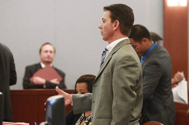 Chief Deputy District Attorney Robert Daskas speaks as Shavon Aguilar appears in court for her arraignment on charges of the attempted murder of her 11-year-old son Thursday, May 29, 2014. Aguilar is also known as Shavon Carrillo.