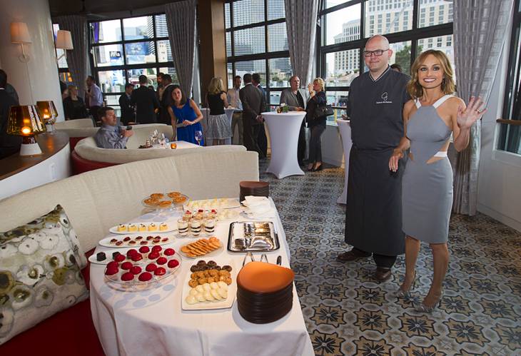 Celebrity chef Giada De Laurentiis with chef Kurtess Mortensen during the VIP grand opening of Giada, the first Giada De Laurentiis restaurant, on Monday, June 2, 2014, in the Cromwell. The restaurant opens to the public Tuesday.
