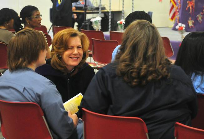 School Board member Patrice Tew speaks with inmates at Florence McCure Women's Correctional Center on Tuesday, June 3, 2014. The Clark County School District recognized more than 70 inmates who graduated from the district's adult education program with high school diplomas, GEDs and vocational certificates this year.