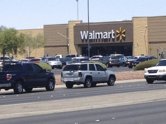 Two people suspected of shooting two Metro officers at Cici's Pizza, 309 N. Nellis Blvd., reportedly ran into this nearby Wal-Mart on Nellis Boulevard.