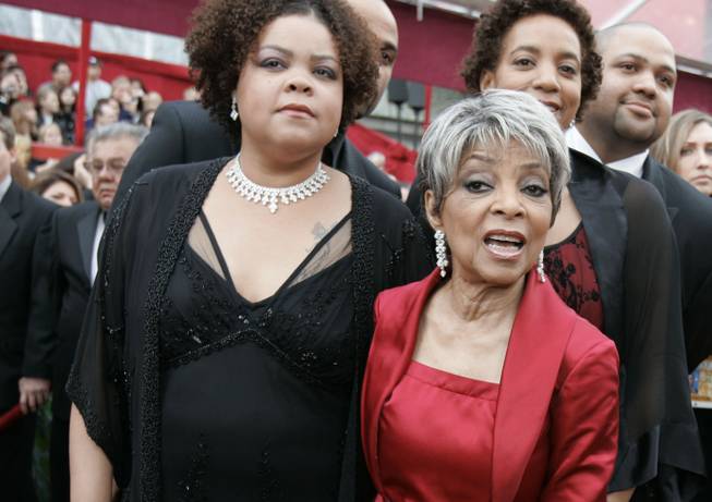 In this Feb. 24, 2008, file photo, Ruby Dee, right, nominated for an Oscar for best actress in a supporting role for her work in "American Gangster," and a guest arrive for the 80th Academy Awards in Hollywood.