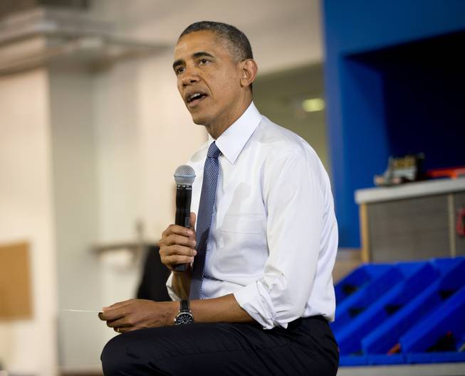 President Barack Obama speaks about the capture of Libyan militant suspected of killing Americans in Benghazi, during his visit to TechShop in Pittsburgh, Pa., Tuesday, June 17, 2014.