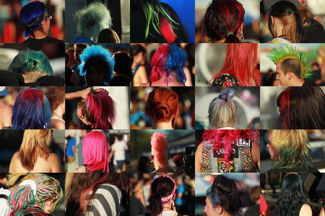 A compilation of photos of various forms of dyed hair seen during the Las Vegas stop of the Vans Warped Tour Thursday, June 19, 2014.