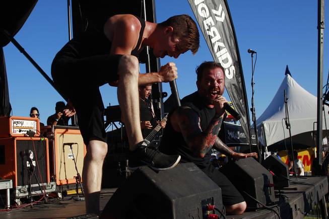 Tyler Smith and Andy Bane perform with Dangerkids during the Las Vegas stop of the Vans Warped Tour Thursday, June 19, 2014.
